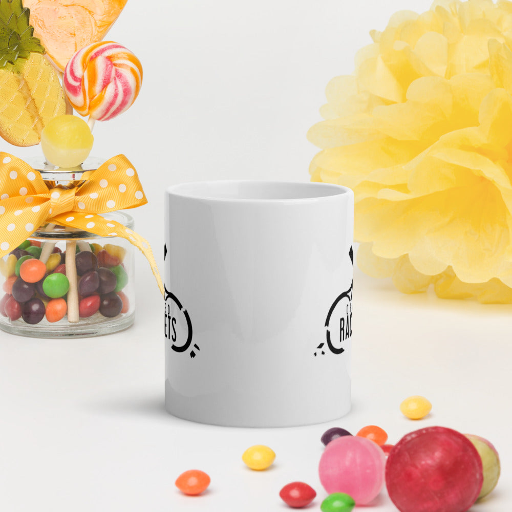 Cracked Racquets White glossy Mug